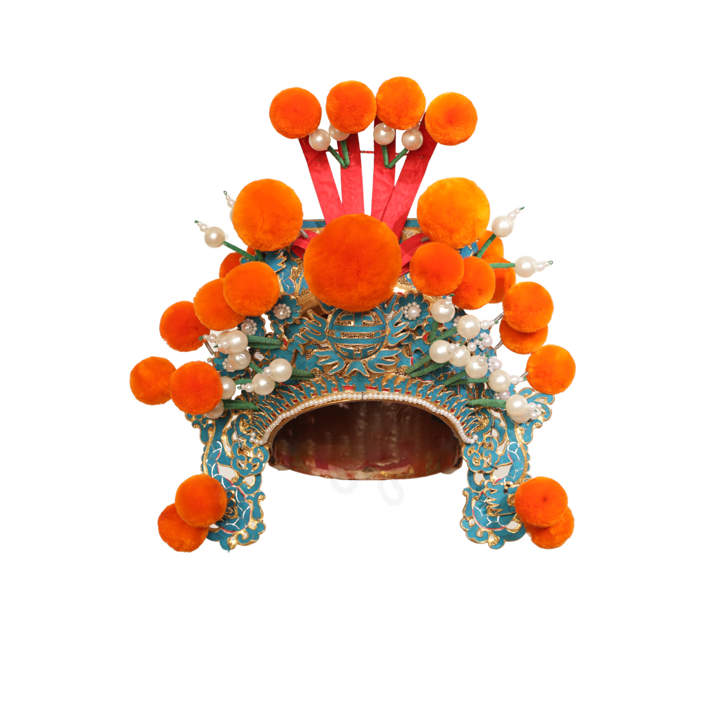   金扎巾盔 杏黄绒球