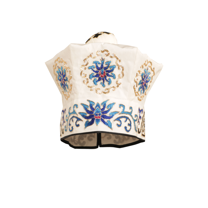   白软罗帽 三蓝团花