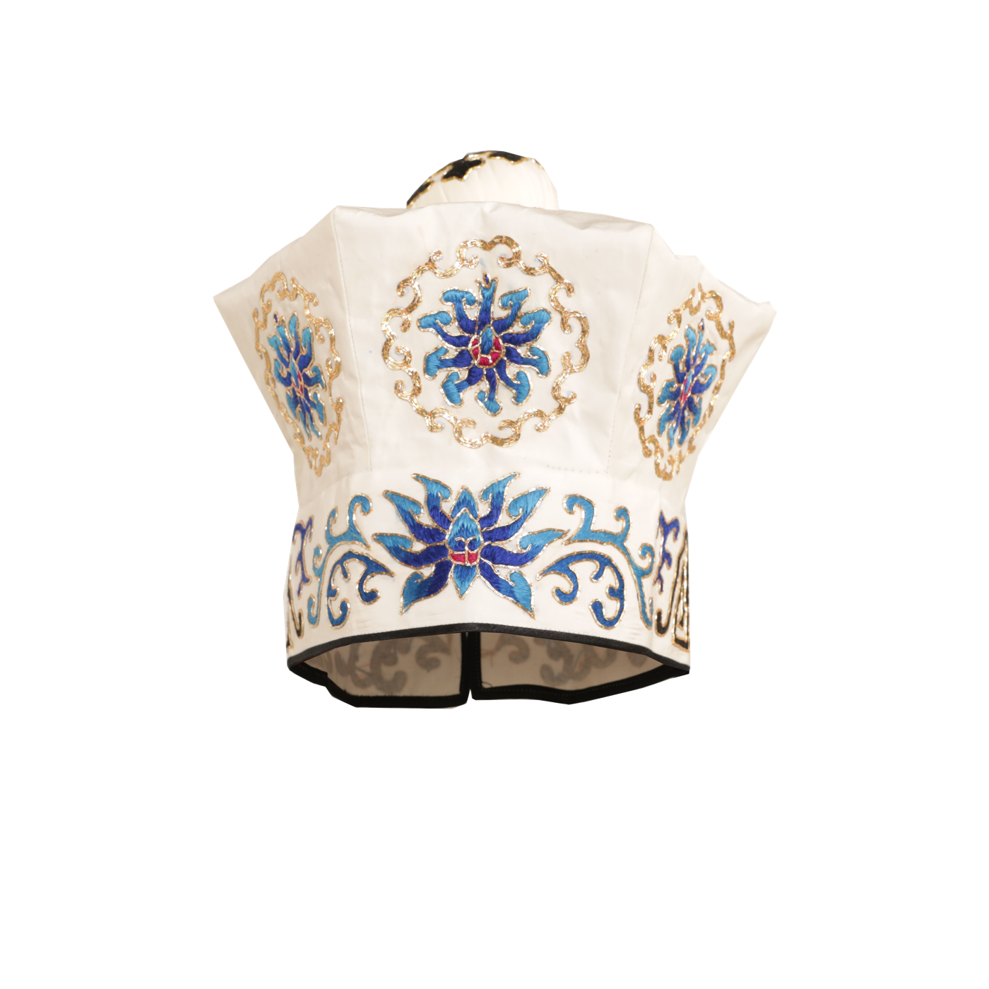   白软罗帽 三蓝团花