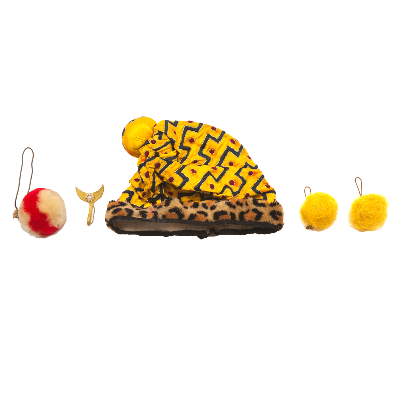   猴软罗帽 配 月牙铲 绒球 耳帽子 