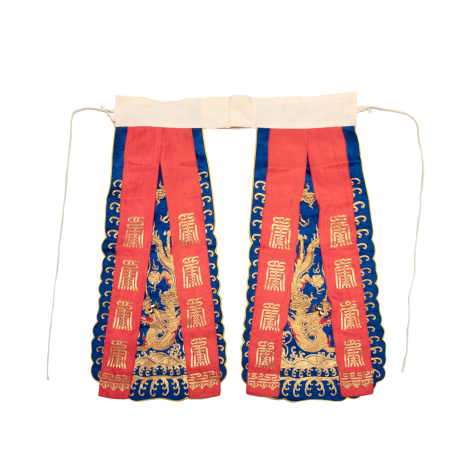   蓝缎平金绣龙明黄衬里大靠