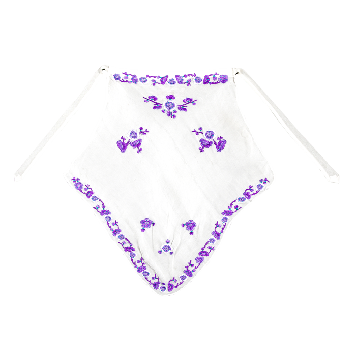   白纱绣菊花包头巾