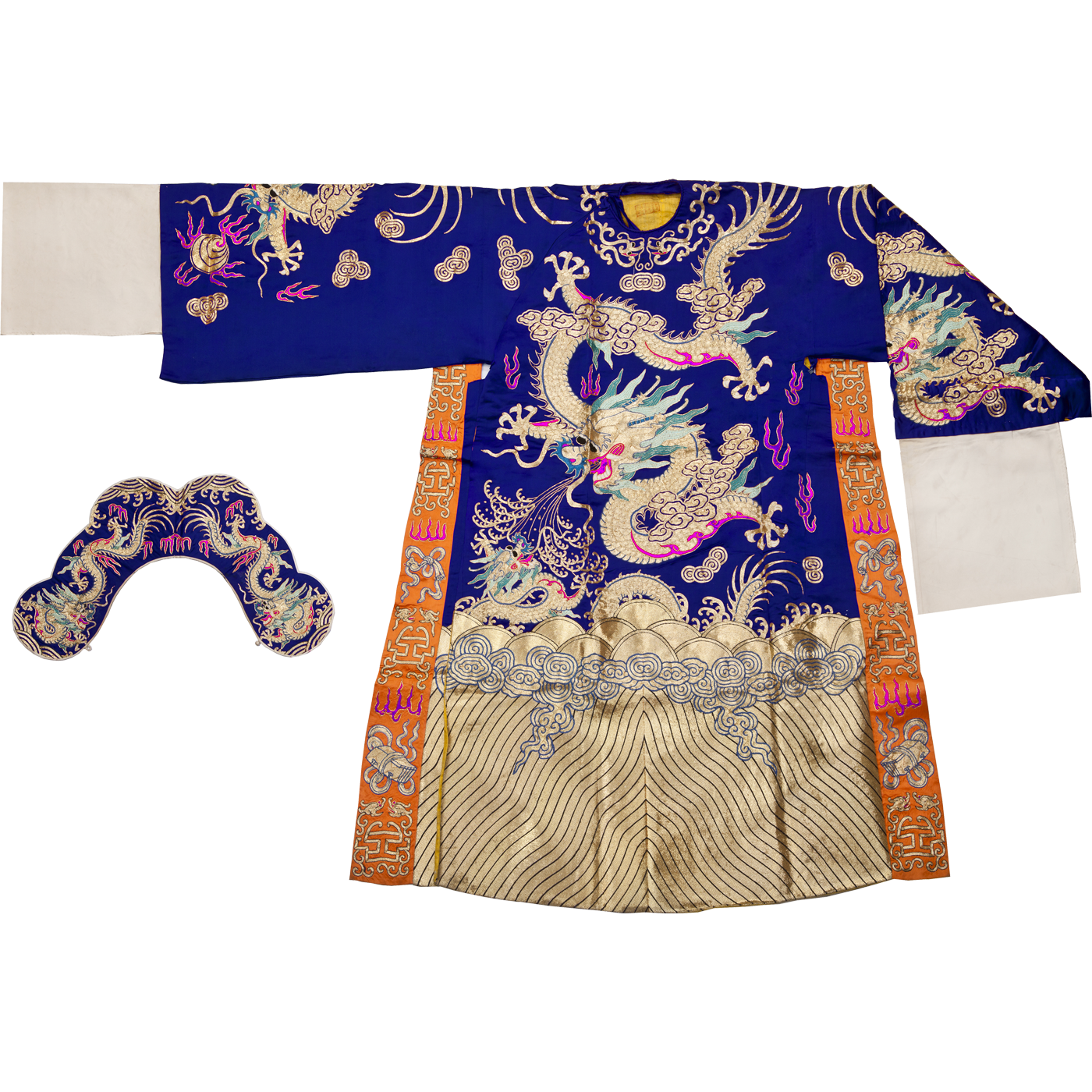   蓝平金绣行龙蟒