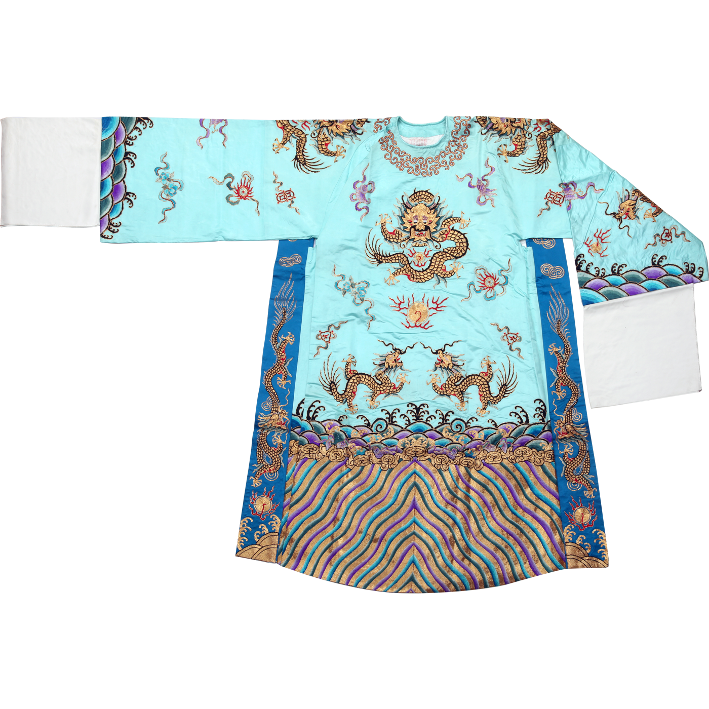   湖间金彩绣色团龙蟒