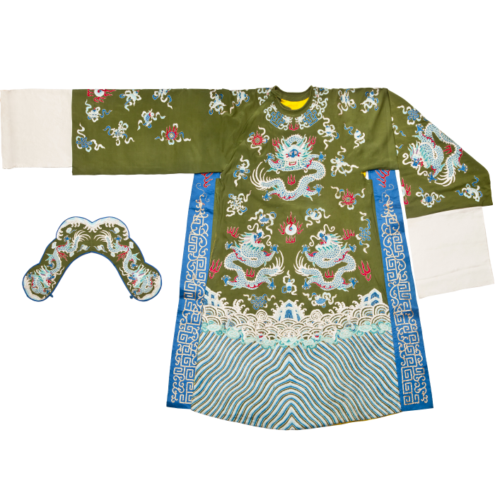  香色圈金绣团龙蟒