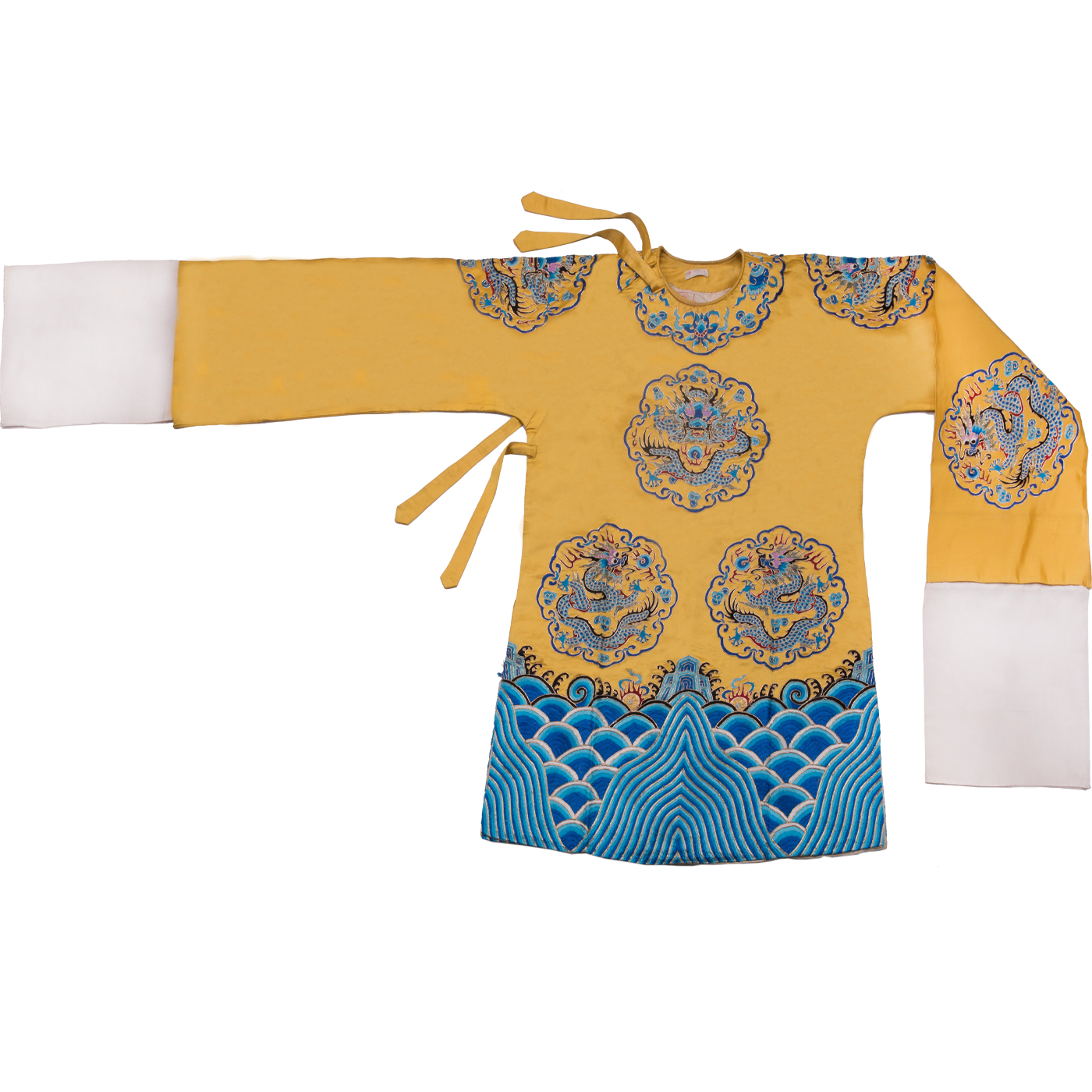   明黄三蓝圈金绣团龙女蟒