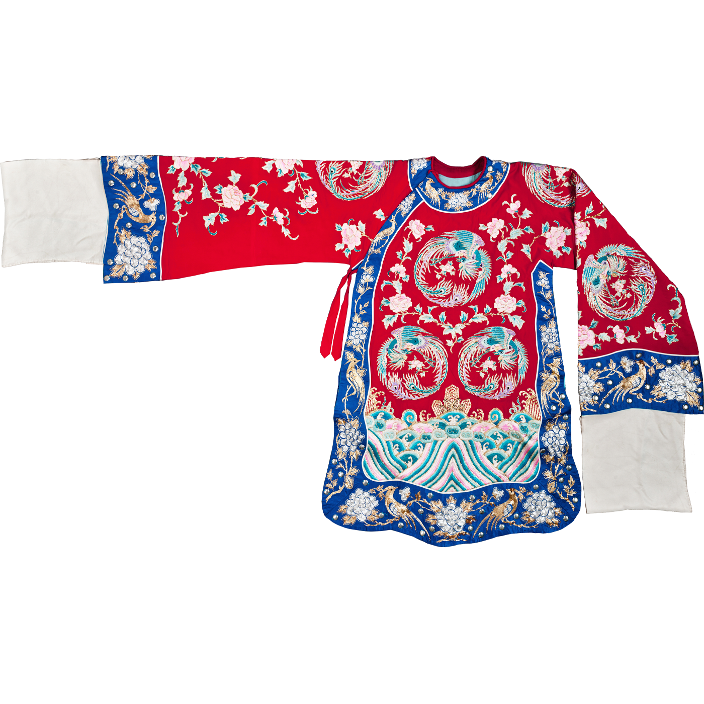   红彩绣圈金蓝边团凤女蟒