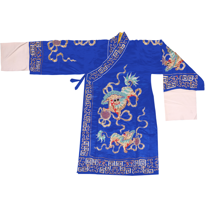   蓝狮子滚绣球开氅