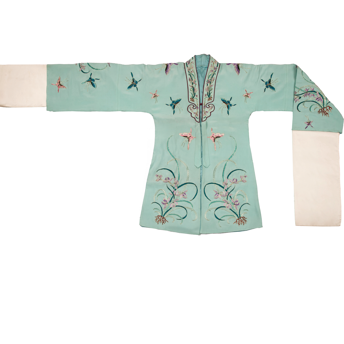   湖色绣蝴蝶兰花女披