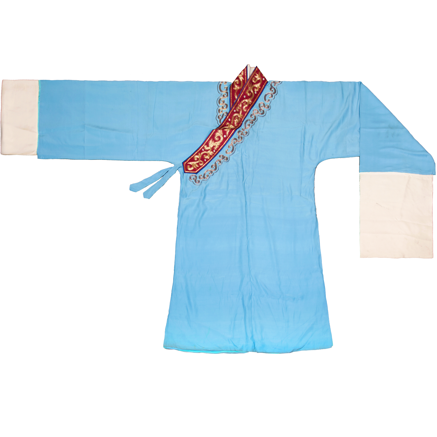   湖色花领素褶子