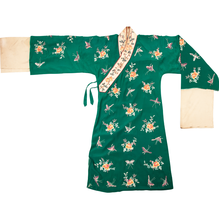   绿绣蝴蝶花褶子