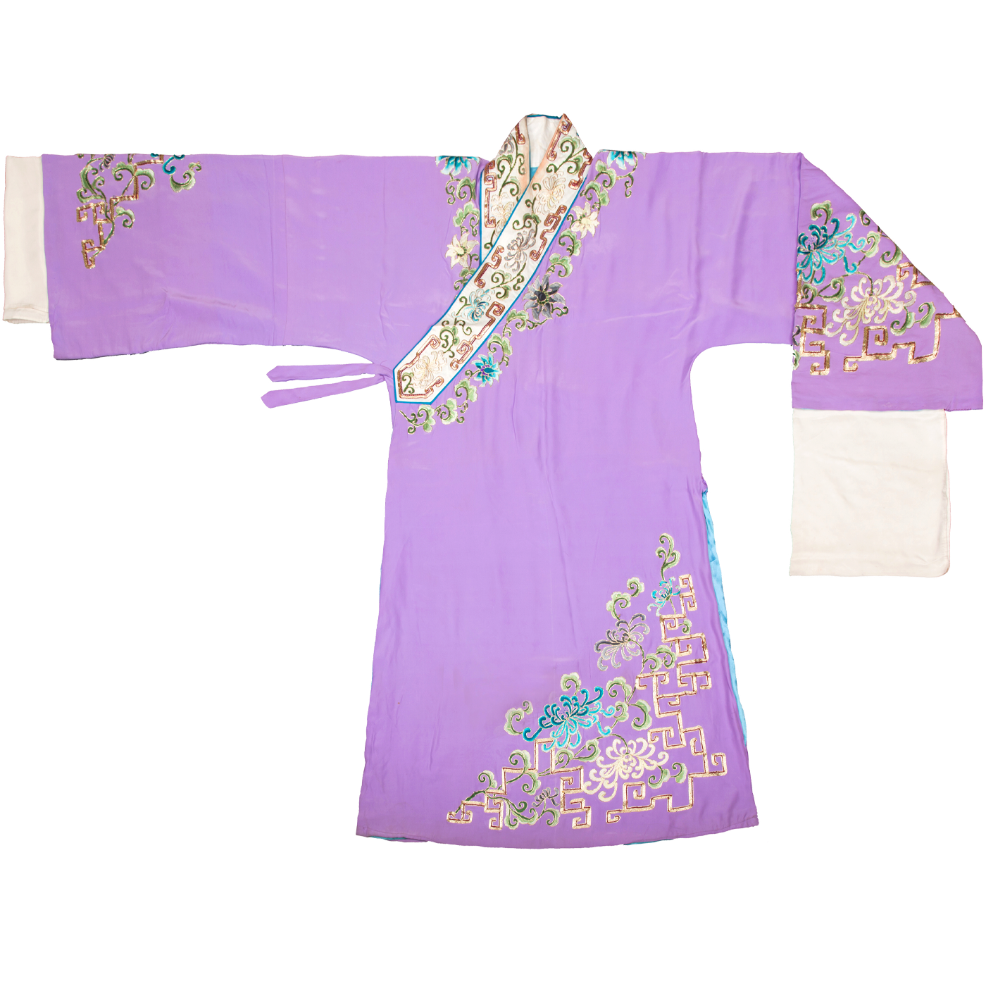   雪青绣菊花褶子