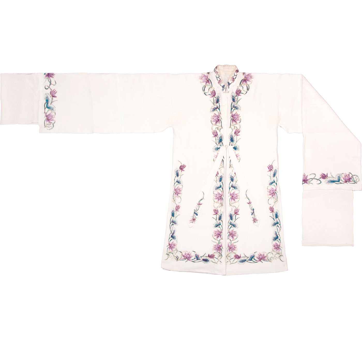   白绣莲花圈边女褶子