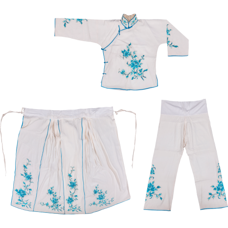   水绿色绣梅花群裤袄