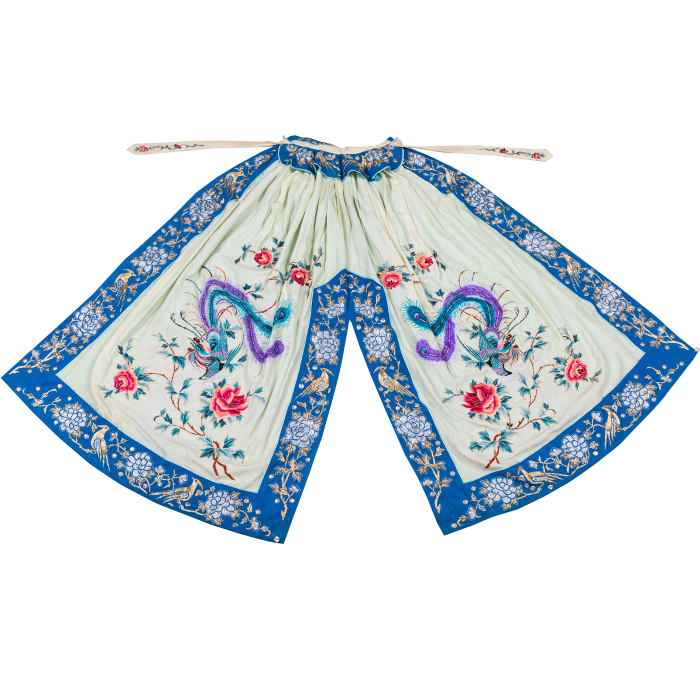   黄绣双凤圈蓝边斗篷