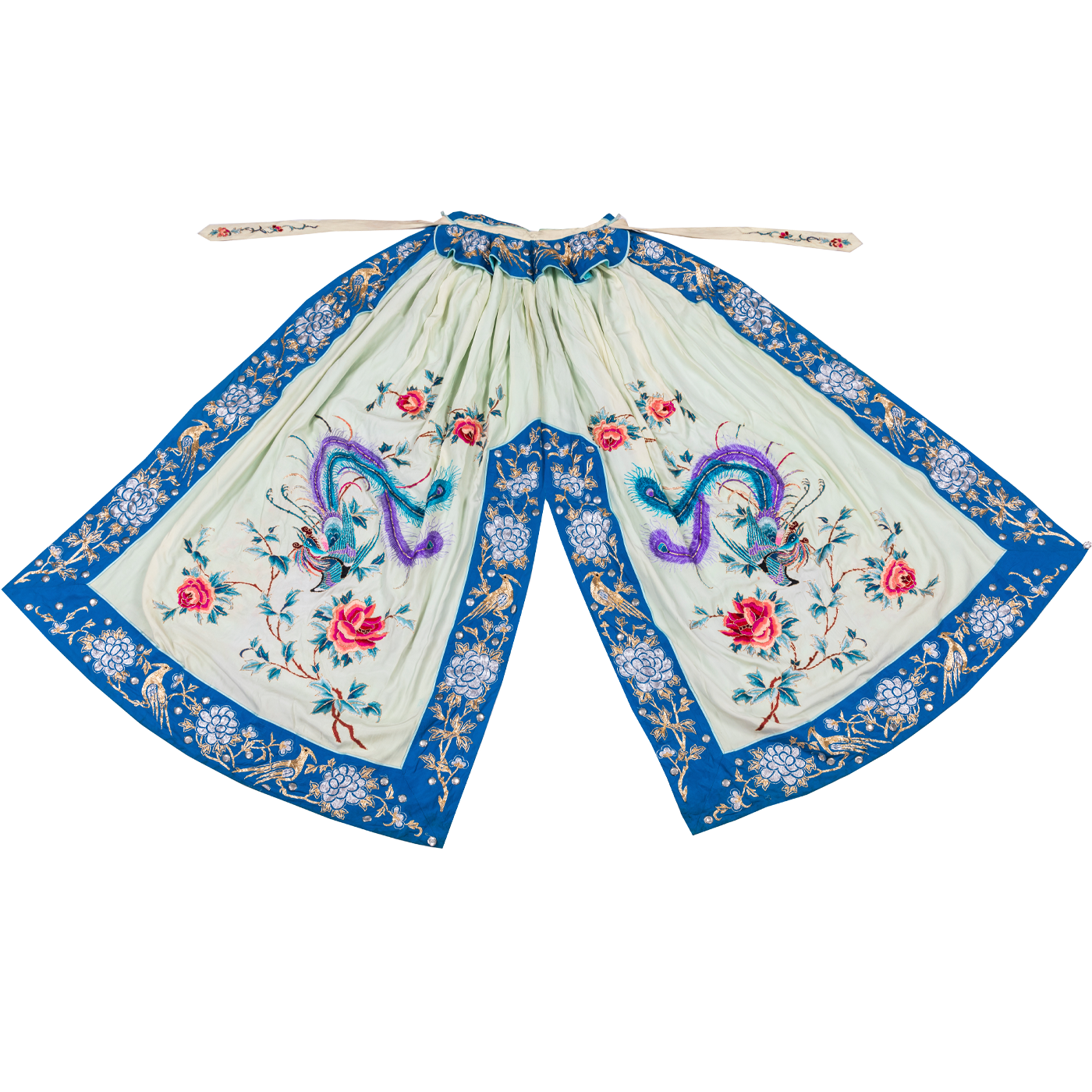   黄绣双凤圈蓝边斗篷