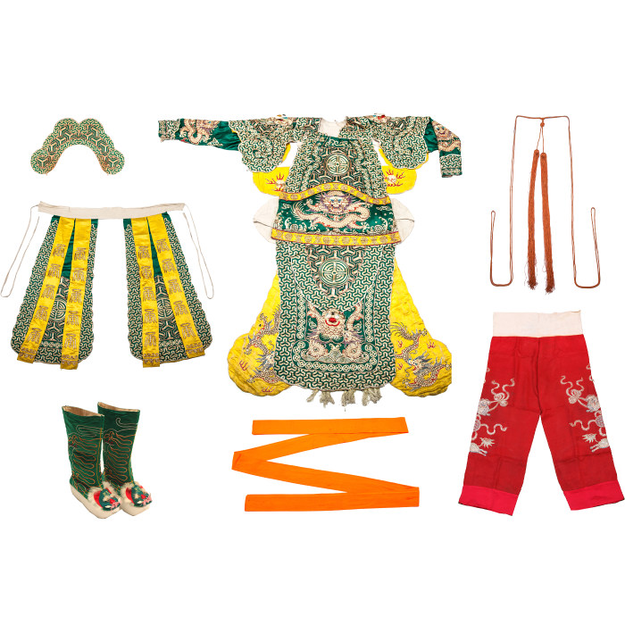   绿靠 含下甲 苫肩 虎头靴 彩裤 绦子 靠绸