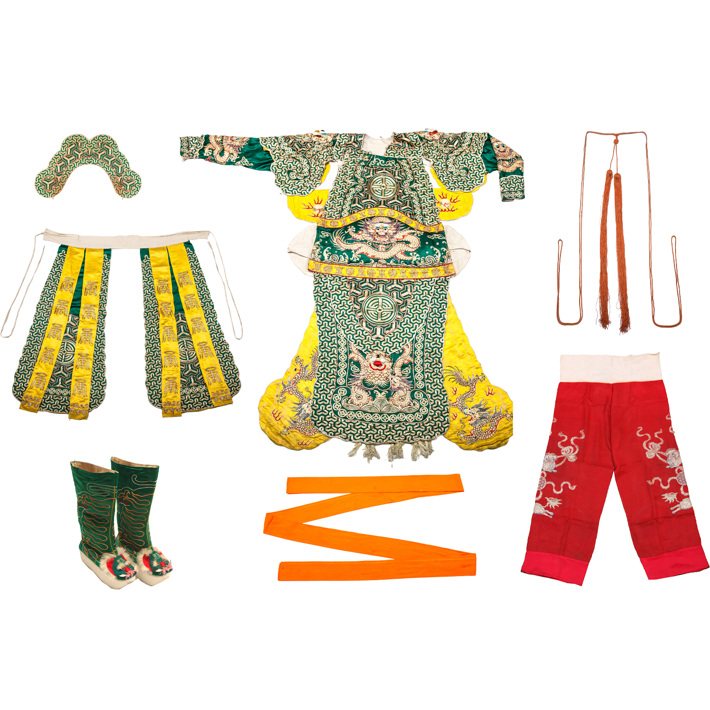   绿靠 含下甲 苫肩 虎头靴 彩裤 绦子 靠绸