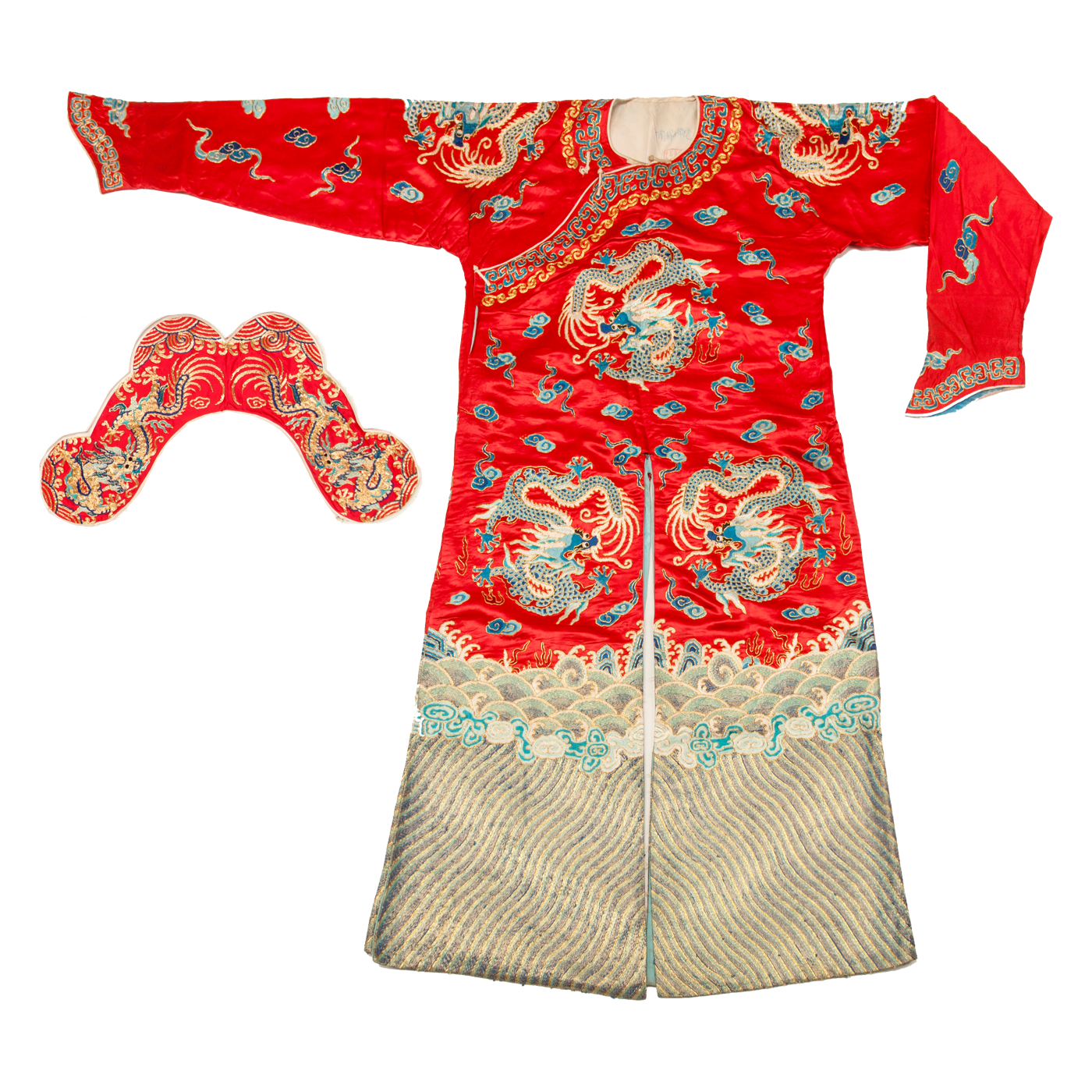   红三蓝圈金绣团龙箭衣