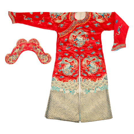   红三蓝圈金绣团龙箭衣