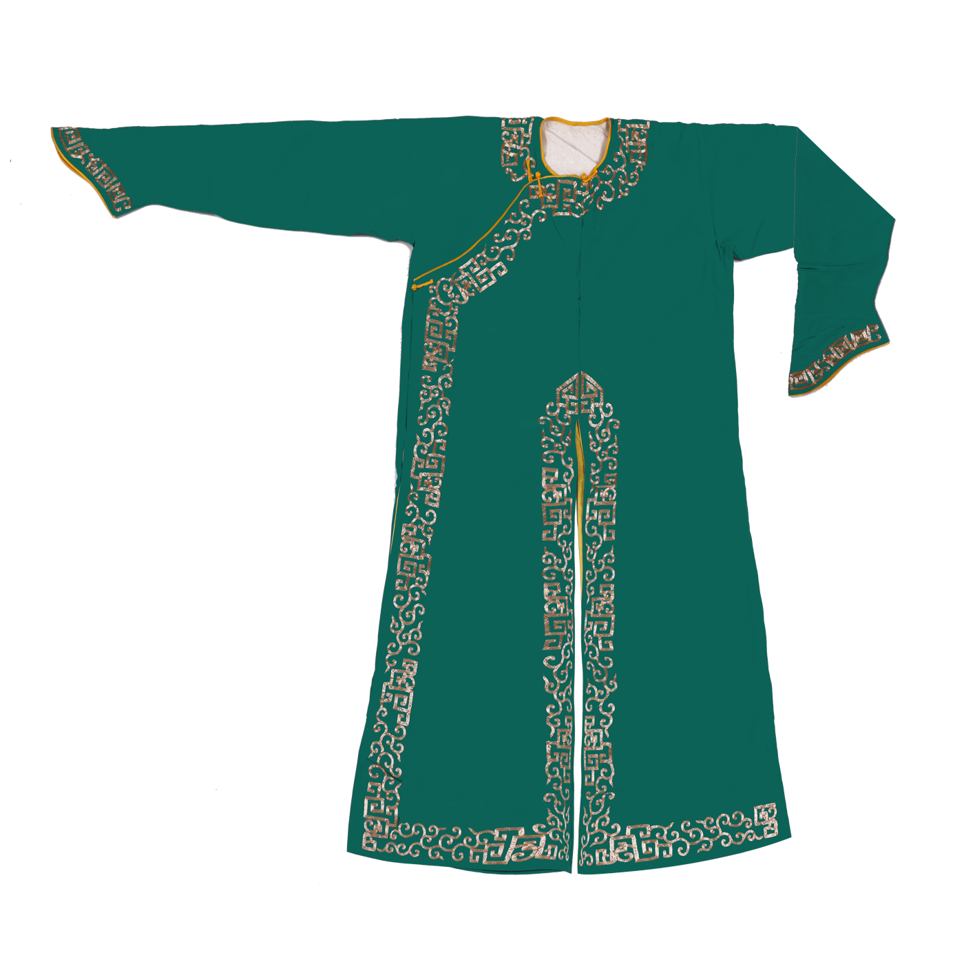   绿缎圈花边箭衣