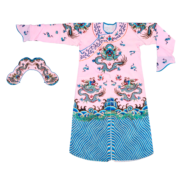   粉三蓝绣团座龙箭衣