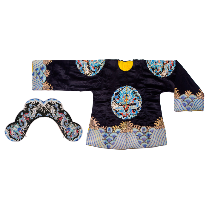   黑团龙间金水马褂