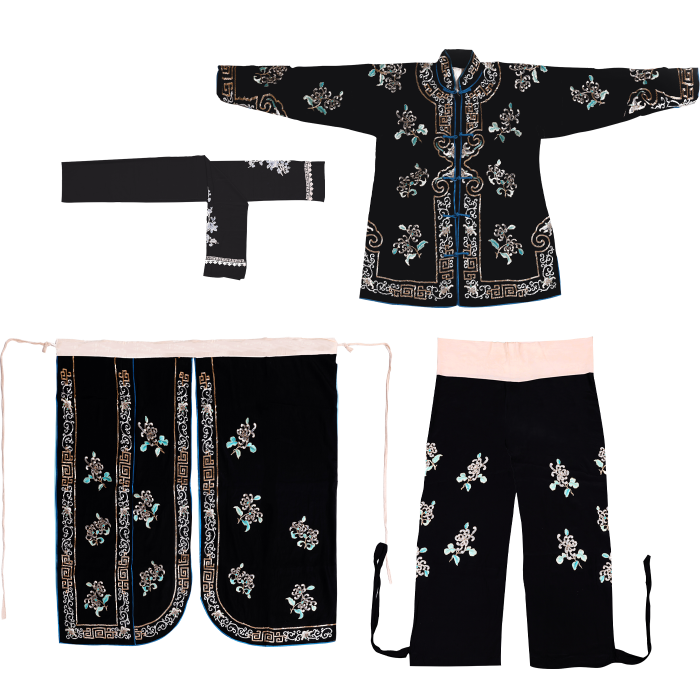   黑绣菊花打衣裤  含战裙 腰箍