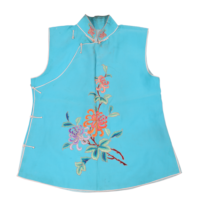   湖色绣菊花小坎肩