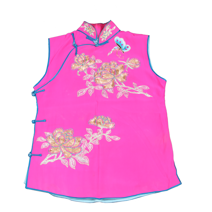   玫红绣花小坎肩