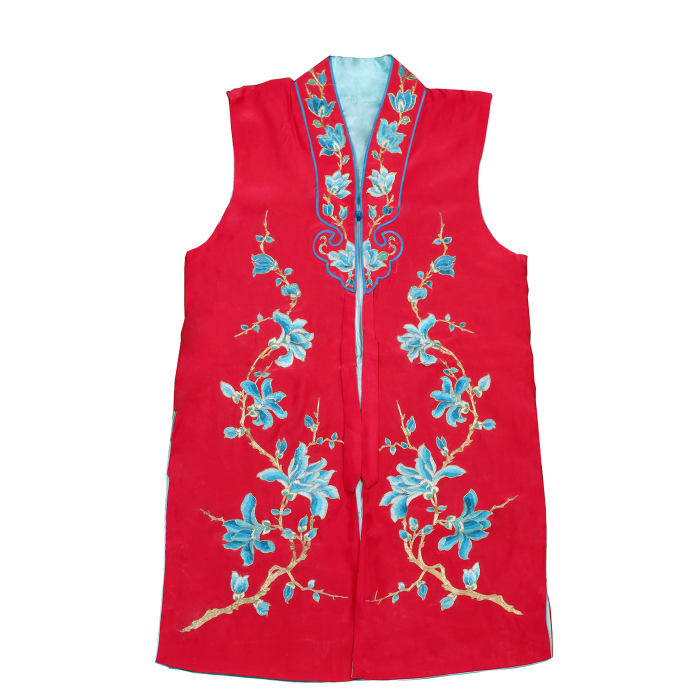   红绣栀子花大坎肩