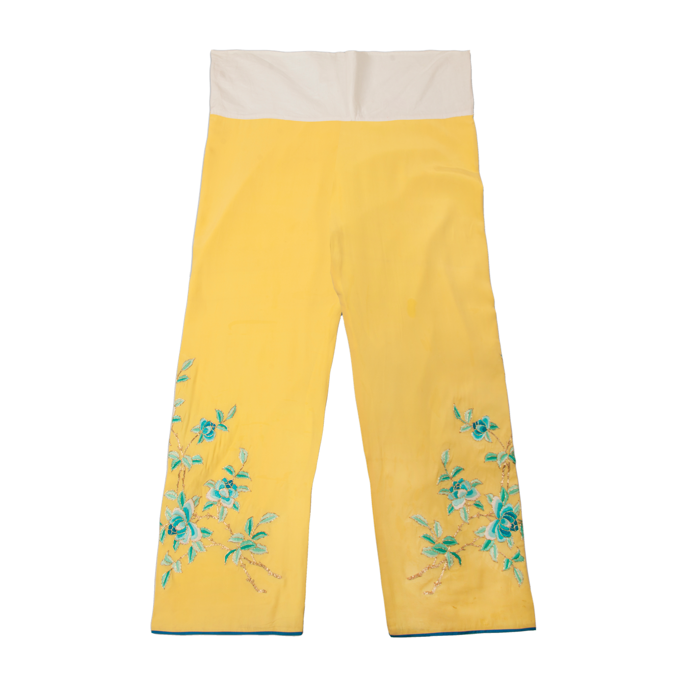   明黄绣迎春花彩裤