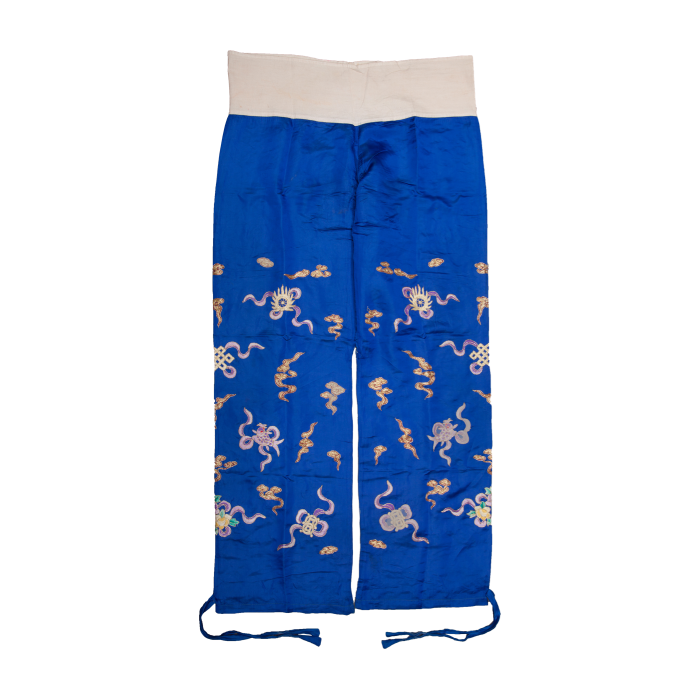   蓝绣八宝彩裤