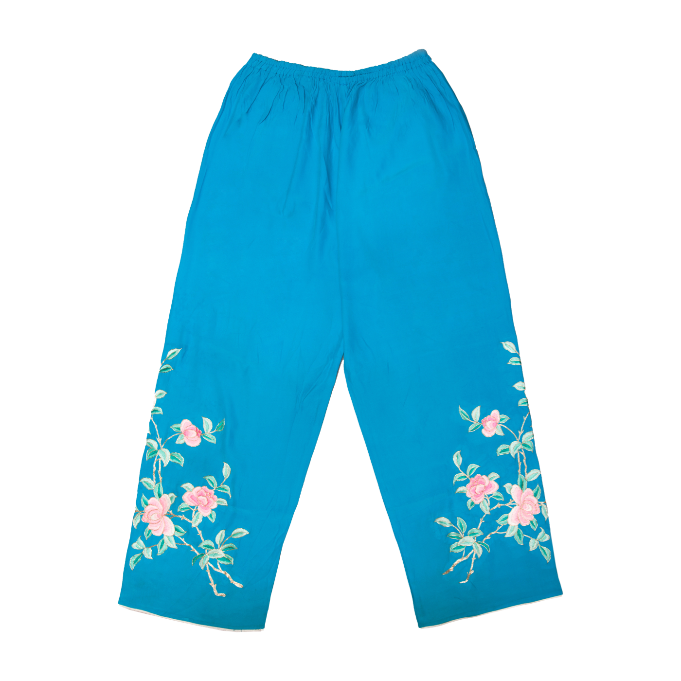   皎月绣迎春花彩裤