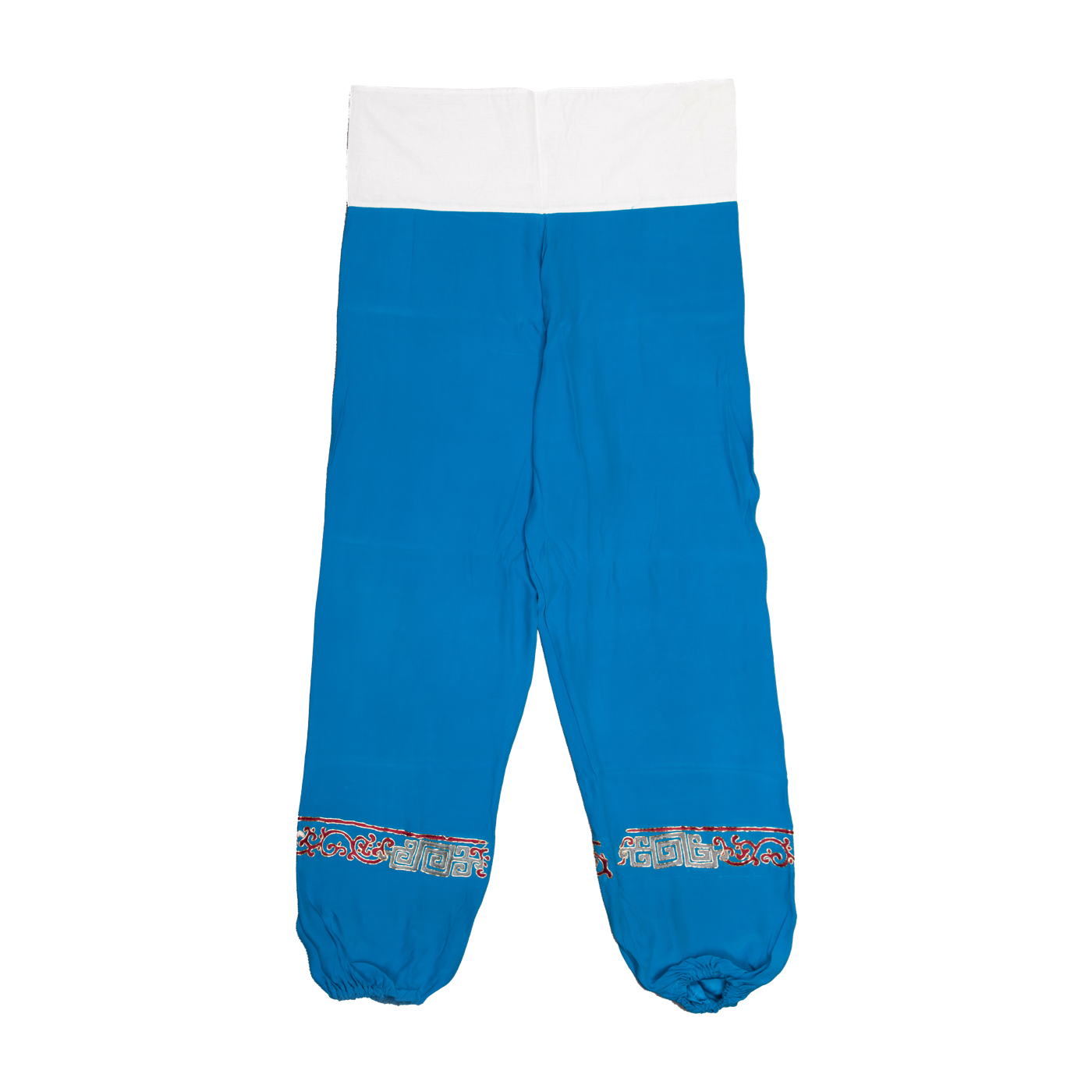   皎月绣卷草纹圈边彩裤