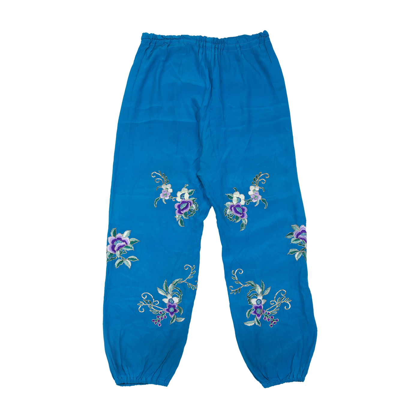   皎月绣葡萄花彩裤