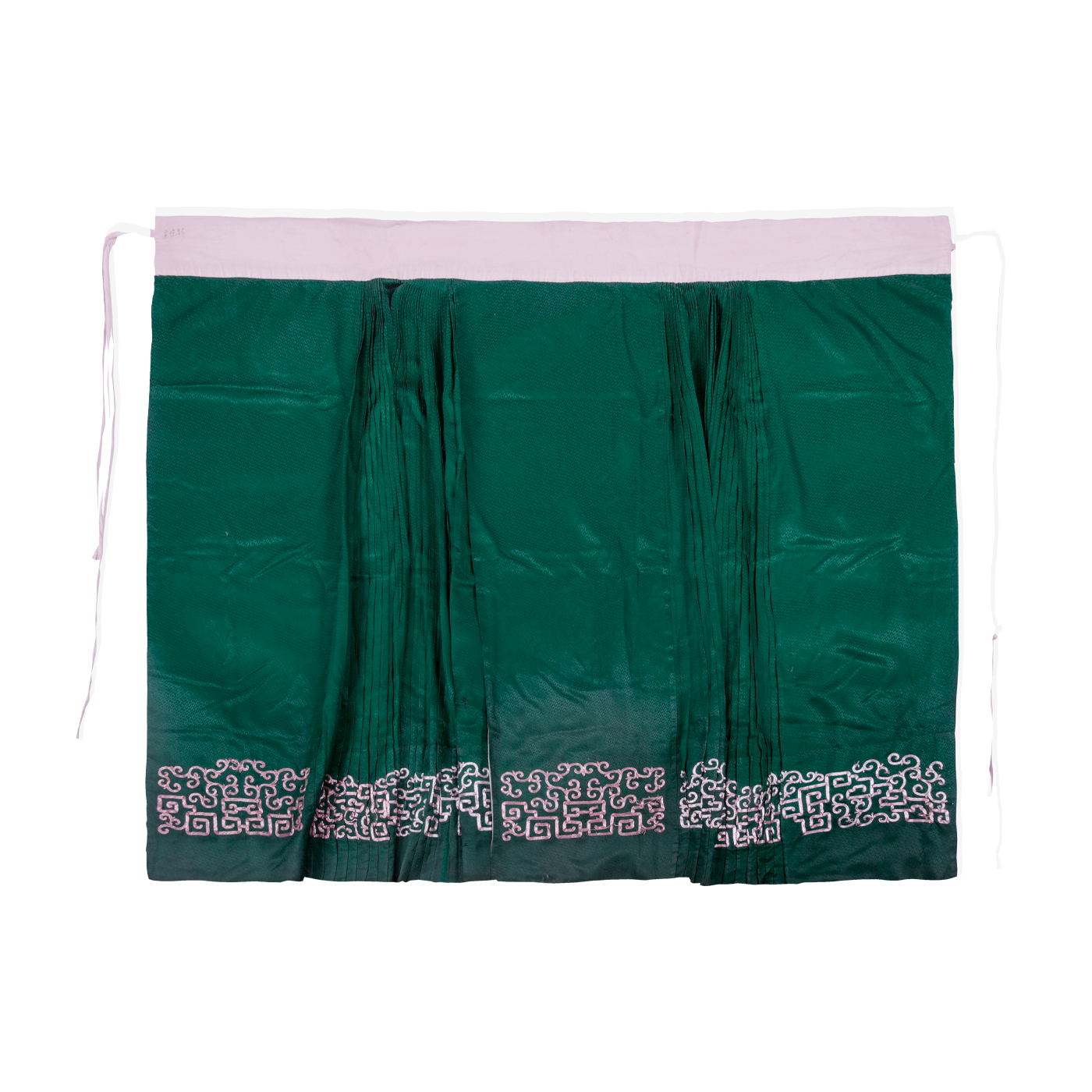   绿绣卷草纹圈边老旦腰包